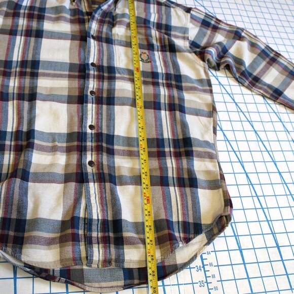 Vintage 90s CHAPS Ralph Lauren Plaid Cotton Knit Button Down Shirt, Small - Picture 6 of 7